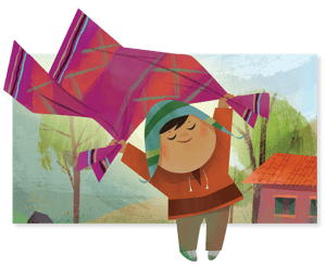 illustration of a child from the book Fabric of the Andes illustration of a child from the book Fabric of the Andes