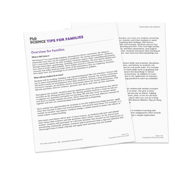 Sample pages from PhD Science Family Tip Sheets
